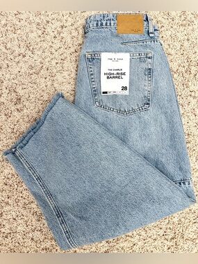 rag & bone Designer Charlie High Rise Barrel Leg Jeans Size 28 NEW
